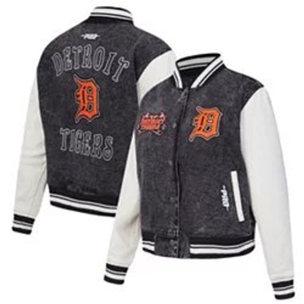 Pro Standard Detroit Tigers Varsity Jacket Womens Medium Grey White MLB Luxury